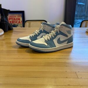 Nike Blue and White High-Top JORDANS